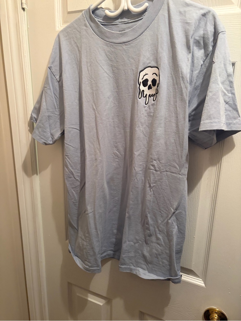 Eighty Eight Light Blue Short-Sleeve Tee with Dripping Skull Patch